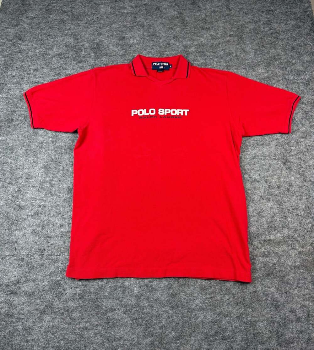 Polo Sport Ralph Lauren Polo Shirt Size L Red Logo Spell Out